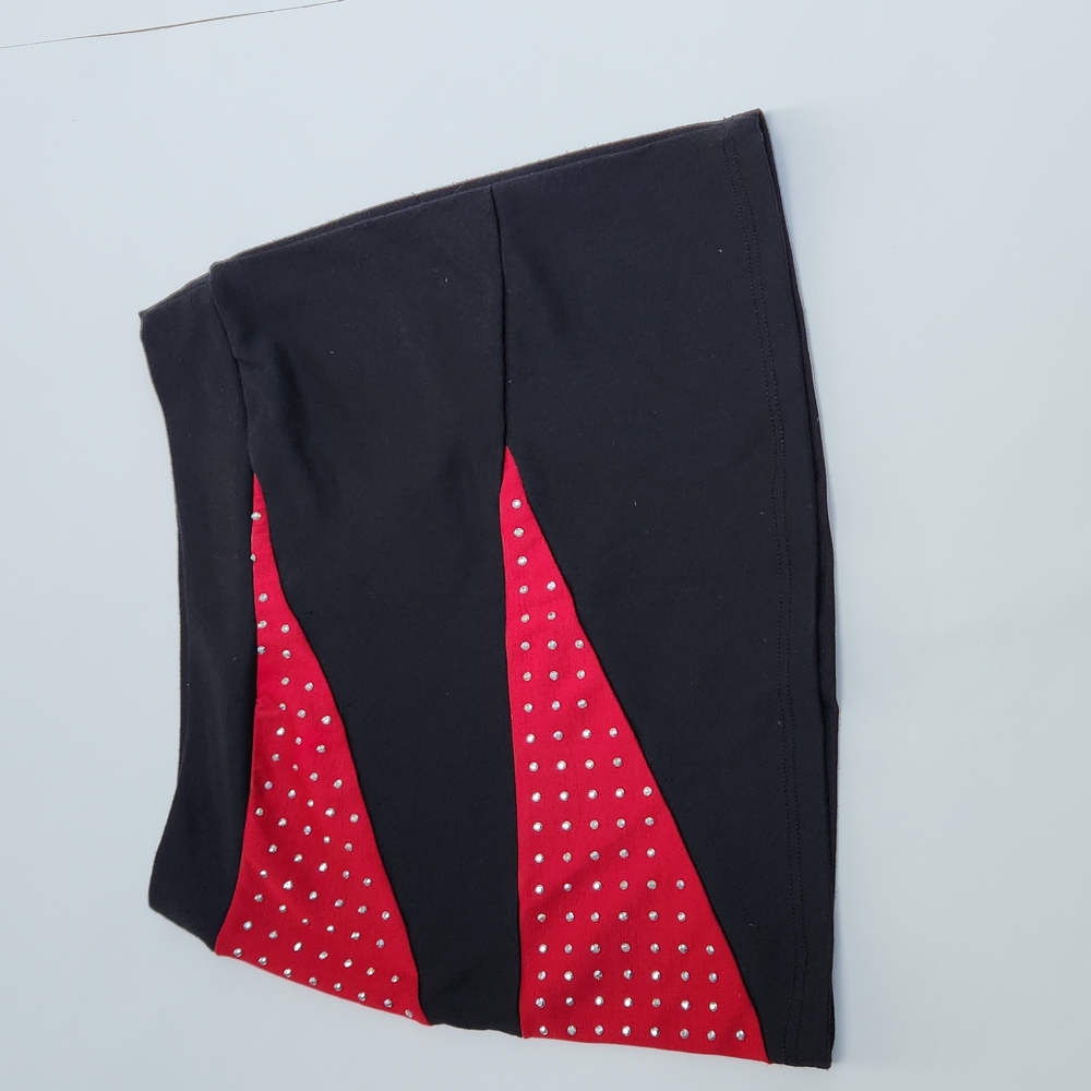 DEB mini skirt heavy metal goth vibes size S imperfect, red black studs
